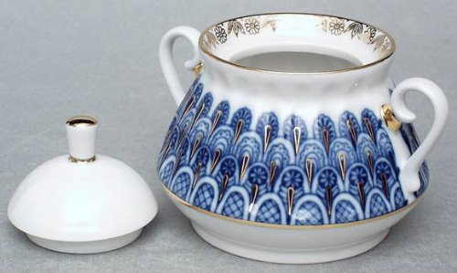 Lomonosov Imperial Porcelain Sugar Bowl Radiant Forget Me Not 10 fl.oz/300ml