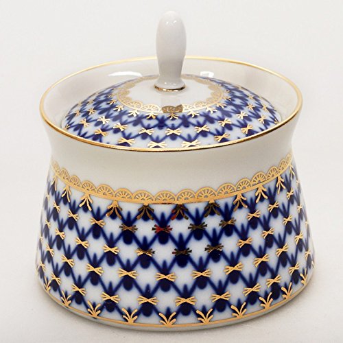 Imperial / Lomonosov Porcelain Sauce Jar 'Cobalt Net'