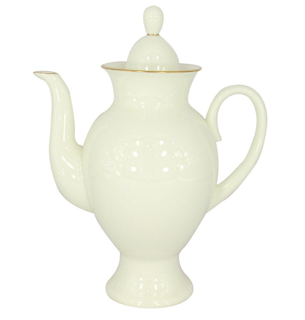 Lomonosov Porcelain Bone China Coffee Pot Classic-2 Golden Ribbon 21.3 fl.oz/630 ml