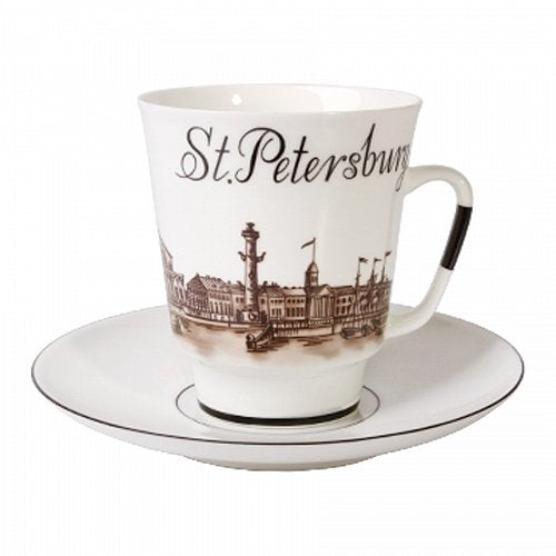 Lomonosov Porcelain Bone China Espresso Cup Set Petersburg 5.6 ounces/165 milliliters