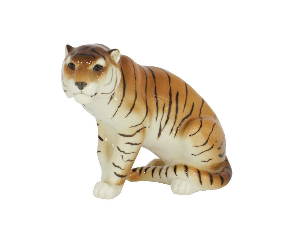 Tiger Sitting Lomonosov Porcelain Collectible Figurine