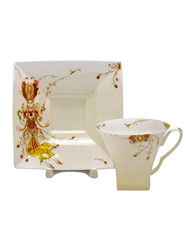 Lomonosov Porcelain Bone China Tea Set Cup and Saucer Firebird 8.45 oz/250 ml