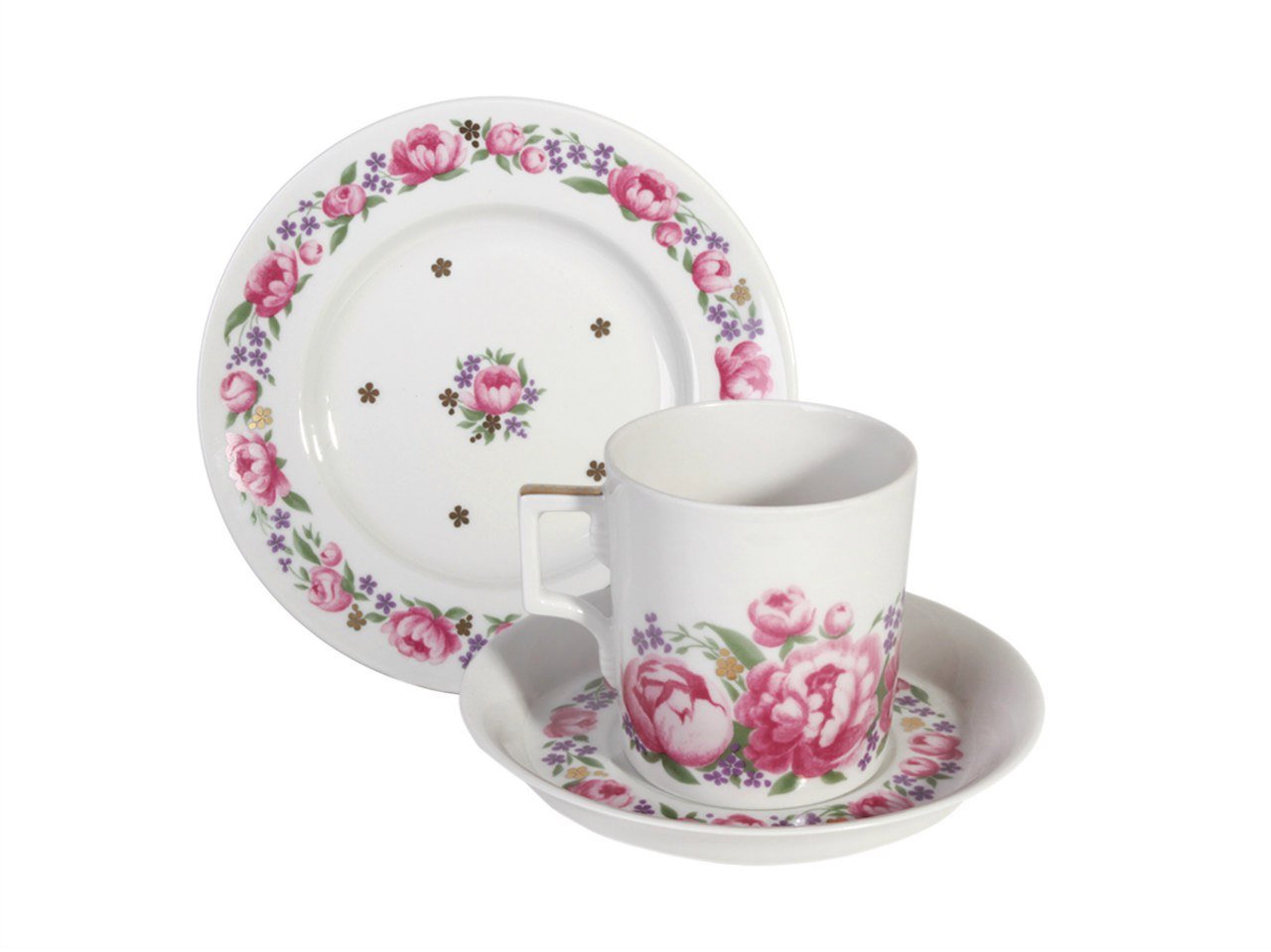 Lomonosov Porcelain Tea Set 6/20 Romantic Date: Tea Pot, Sugar Bowl, 6 Cups with Saucers, 6 Cake Plates