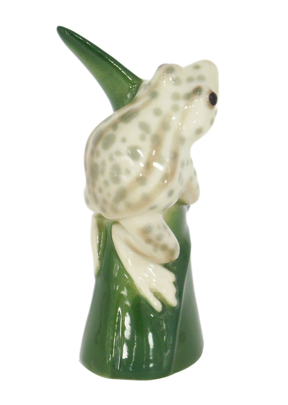 Green Frog on Reed Leaf Lomonosov Porcelain Collectible Figurine