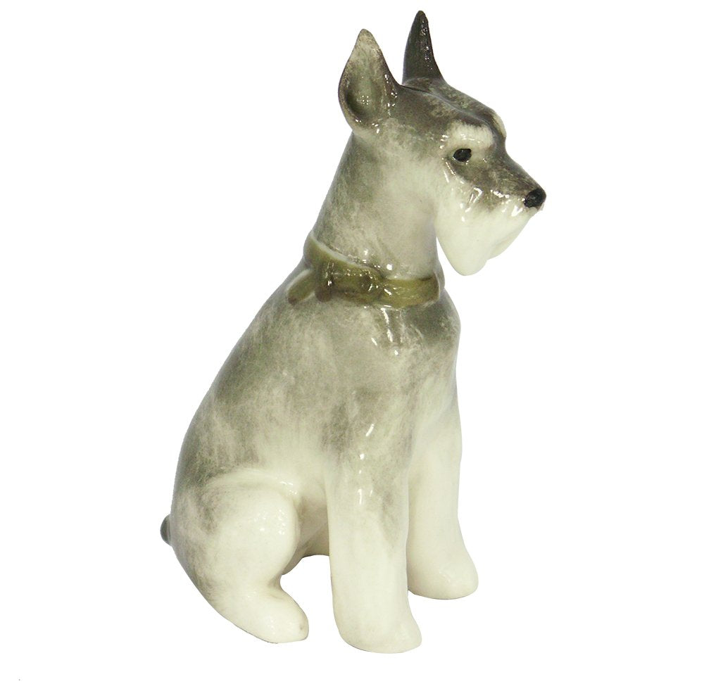 Schnauzer Miniature Sitting Dog Lomonosov Porcelain Collectible Figurine
