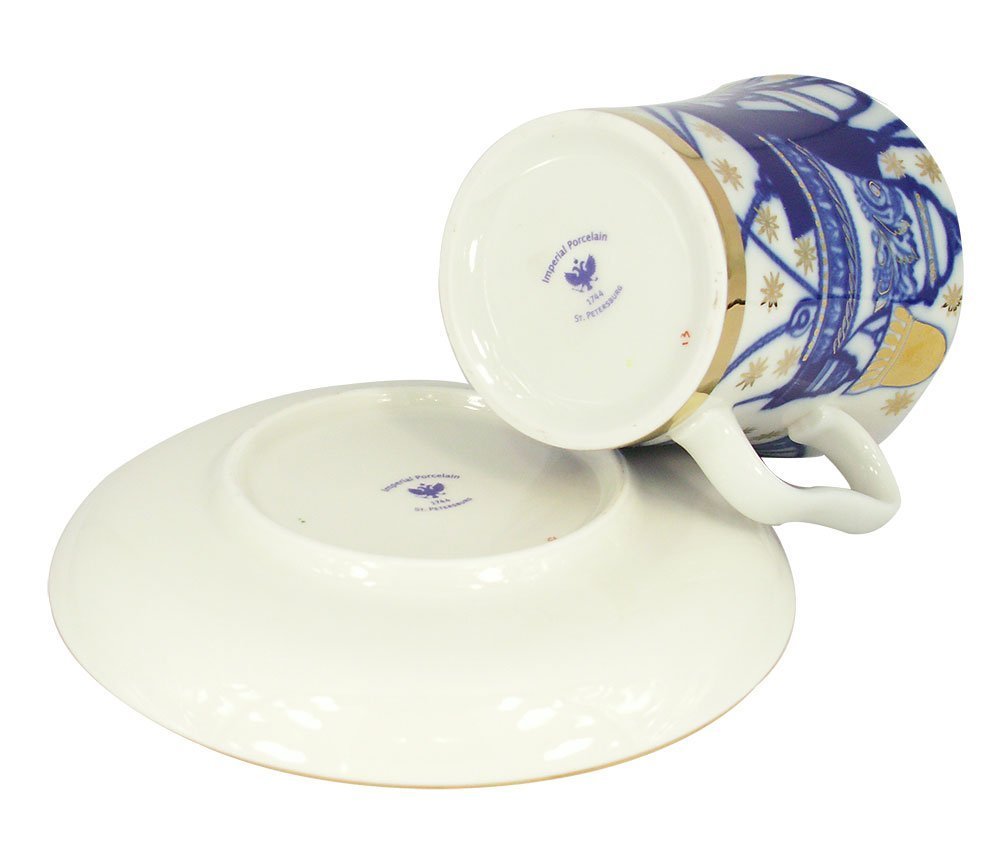 Lomonosov Porcelain Mug and Saucer Leningradskii Bells 12.2 fl.oz/360 ml