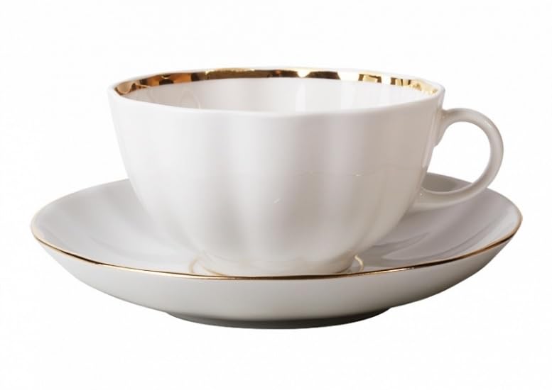 Lomonosov Imperial Porcelain Tea Set 2pc Cup and Saucer Snow White Tulip 8.45 oz/250 ml