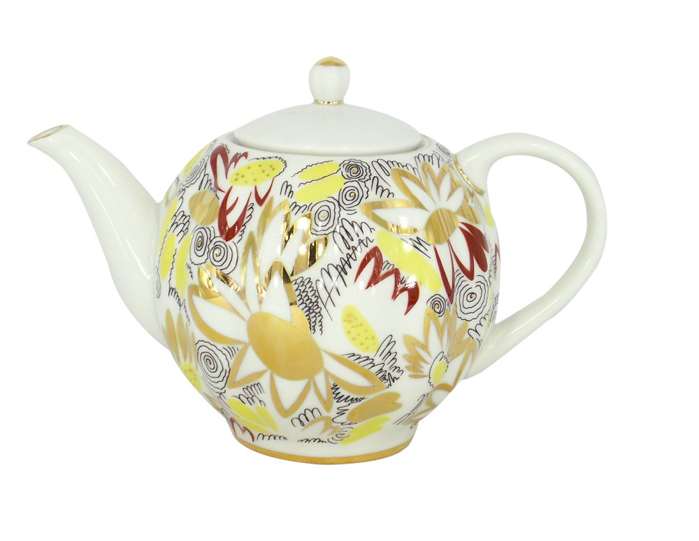 Lomonosov Imperial Porcelain Teapot 20 oz/600 ml (Golden Daisy)