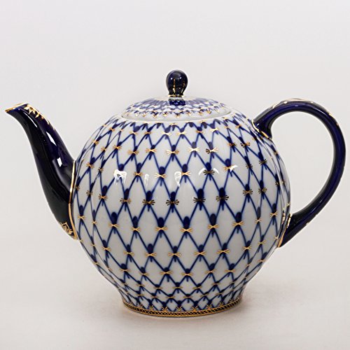 Imperial / Lomonosov Porcelain Teapot 'Cobalt Net' 2 Liters