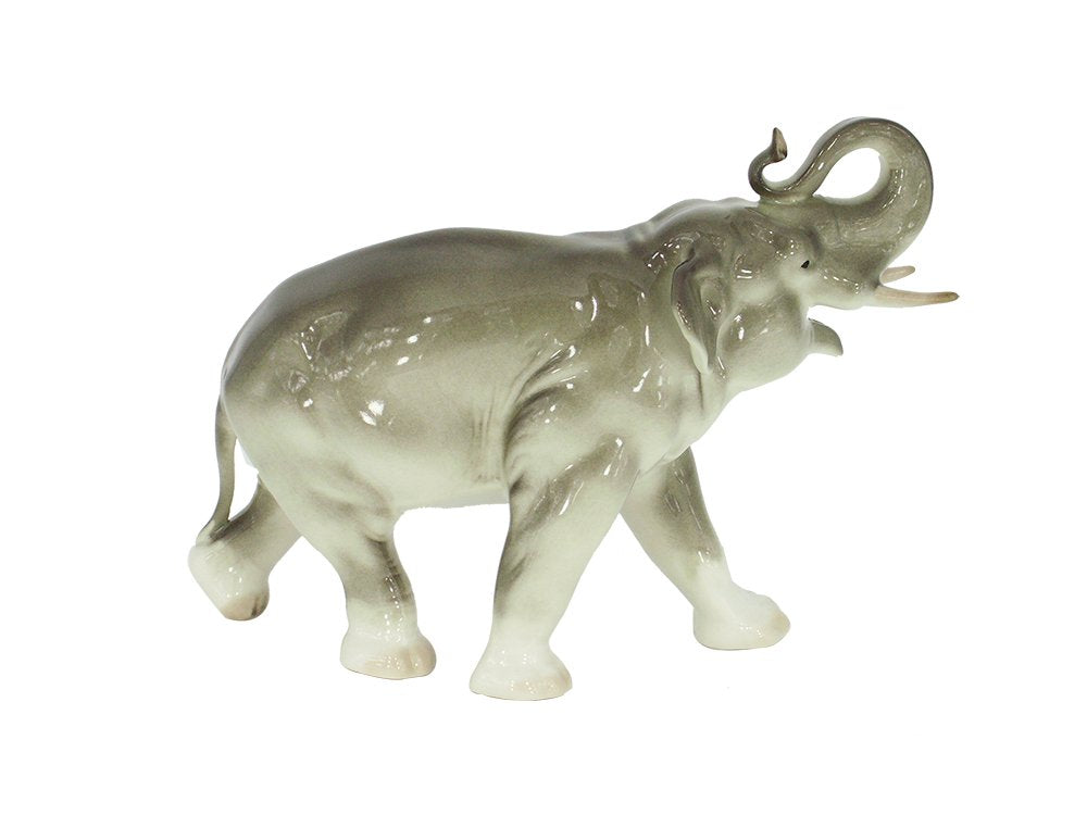 Elephant Running Big Lomonosov Porcelain Collectible Figurine