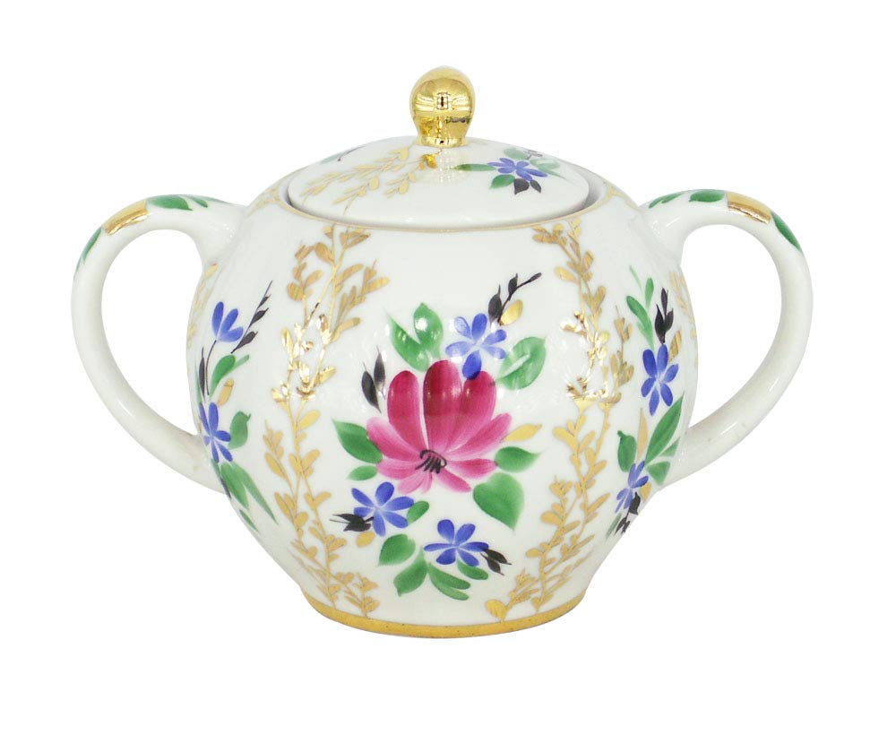 Lomonosov Porcelain Sugar Bowl Tulip Golden Grasses